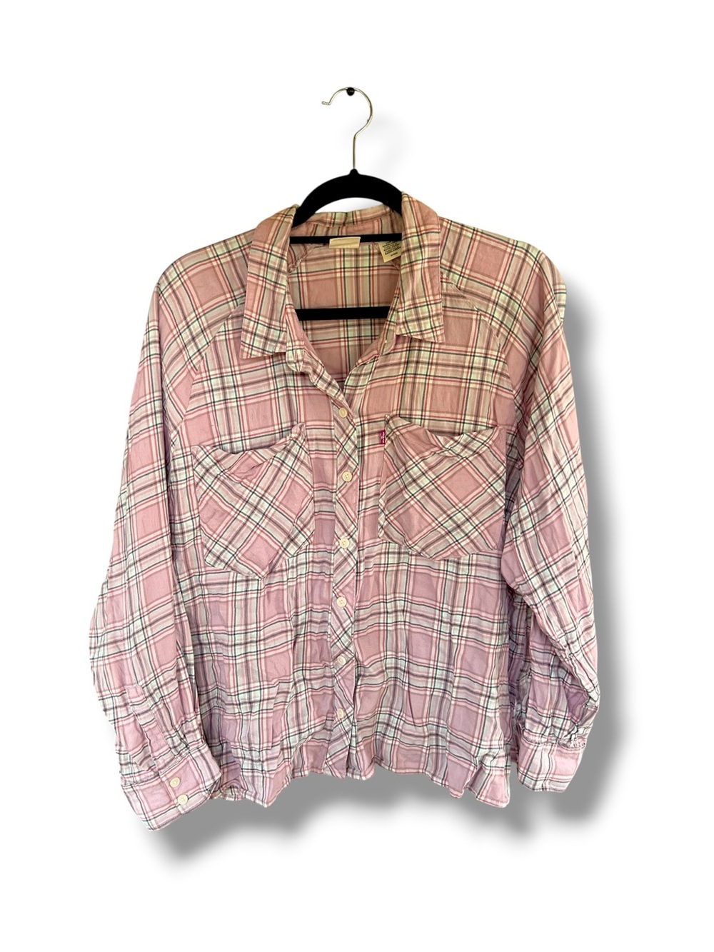 Levi’s Pink Plaid Button-Up Shirt
